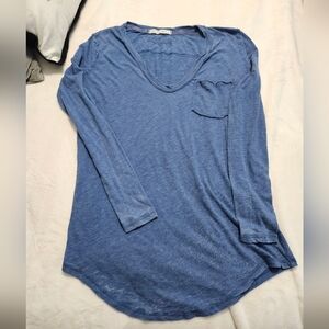 Free People Free Movement Long Sleeve Pocket Tee Small Blue